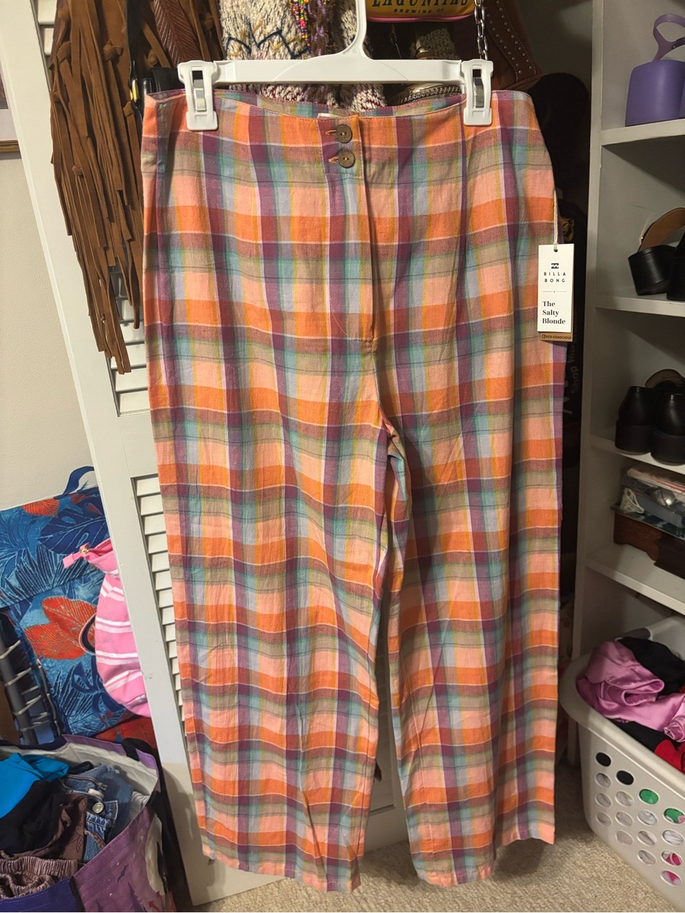 Billabong plaid crop pants